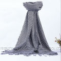 Black and grey houndstooth scarf